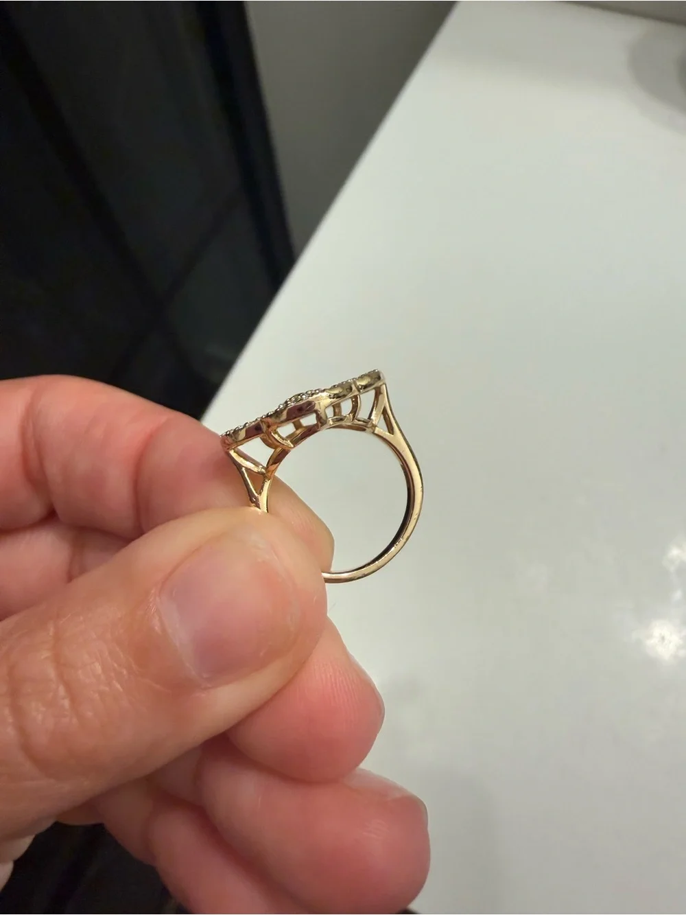 Gold Flower Halo Ring with Center Stone
